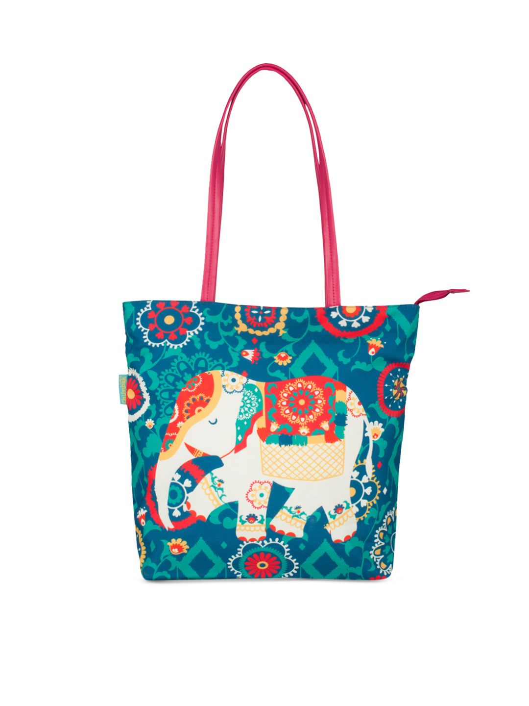 TEAL BY CHUMBAK Blue Printed Tote Bag
