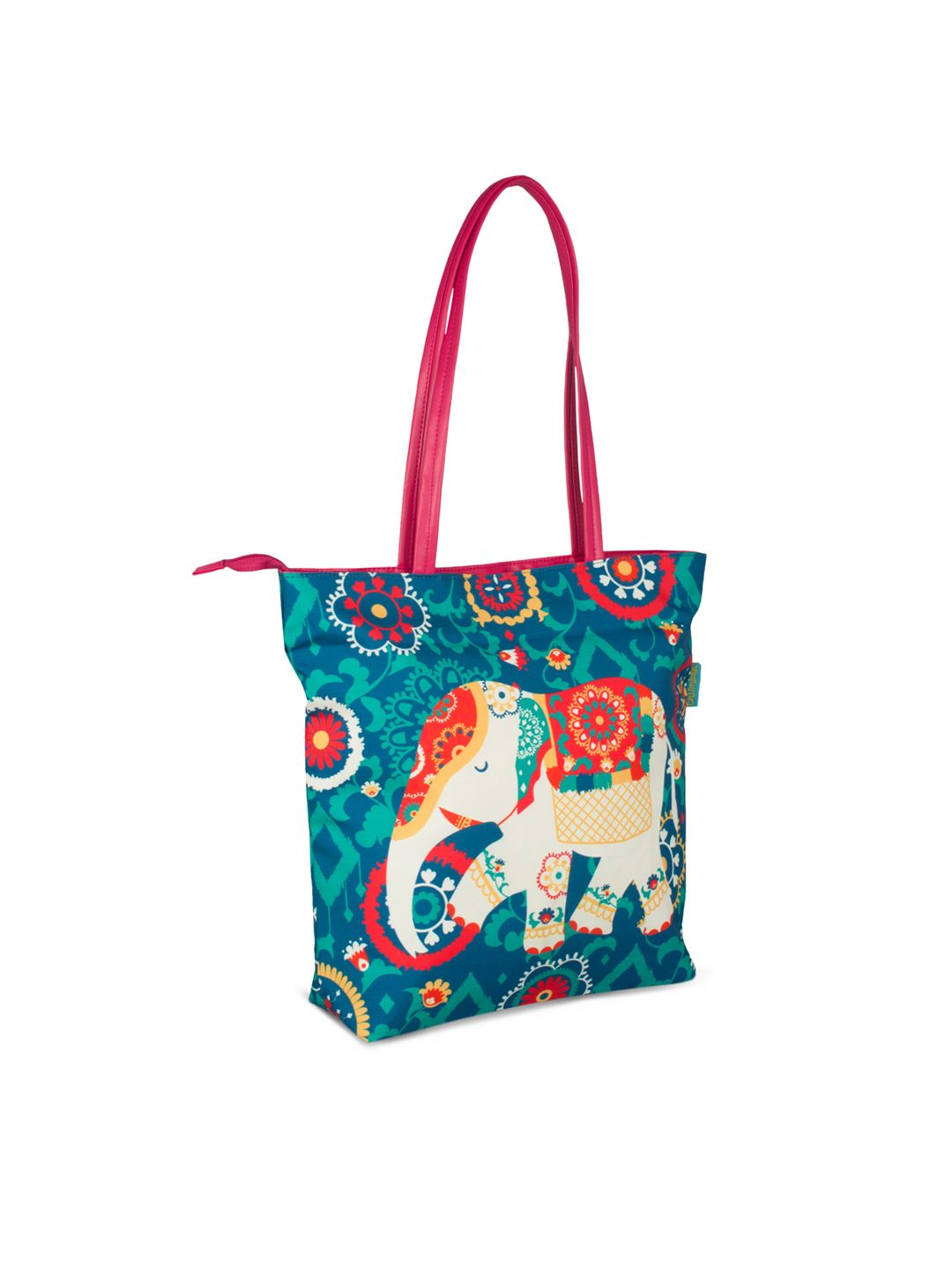 TEAL BY CHUMBAK Blue Printed Tote Bag