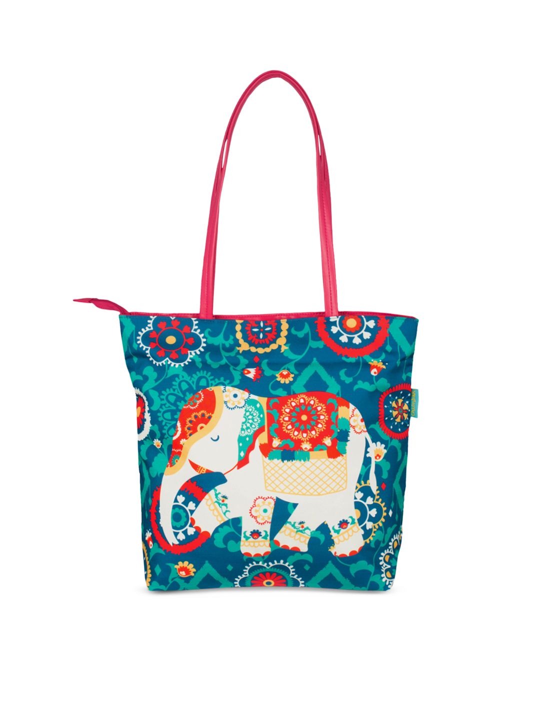 TEAL BY CHUMBAK Blue Printed Tote Bag