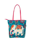 TEAL BY CHUMBAK Blue Printed Tote Bag