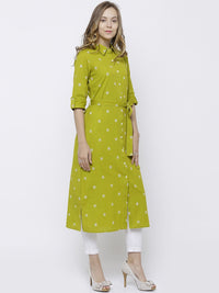Vishudh Women Lime Green Solid Straight Kurta