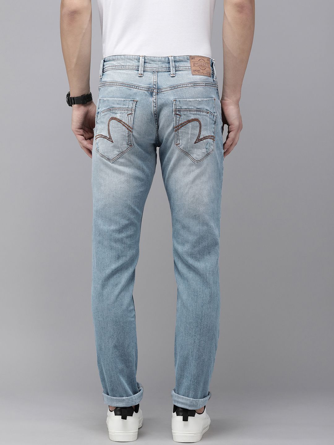 SPYKAR Men Ricardo Comfort Fit Mid-Rise Highly Distressed Heavy Fade Stretchable Jeans