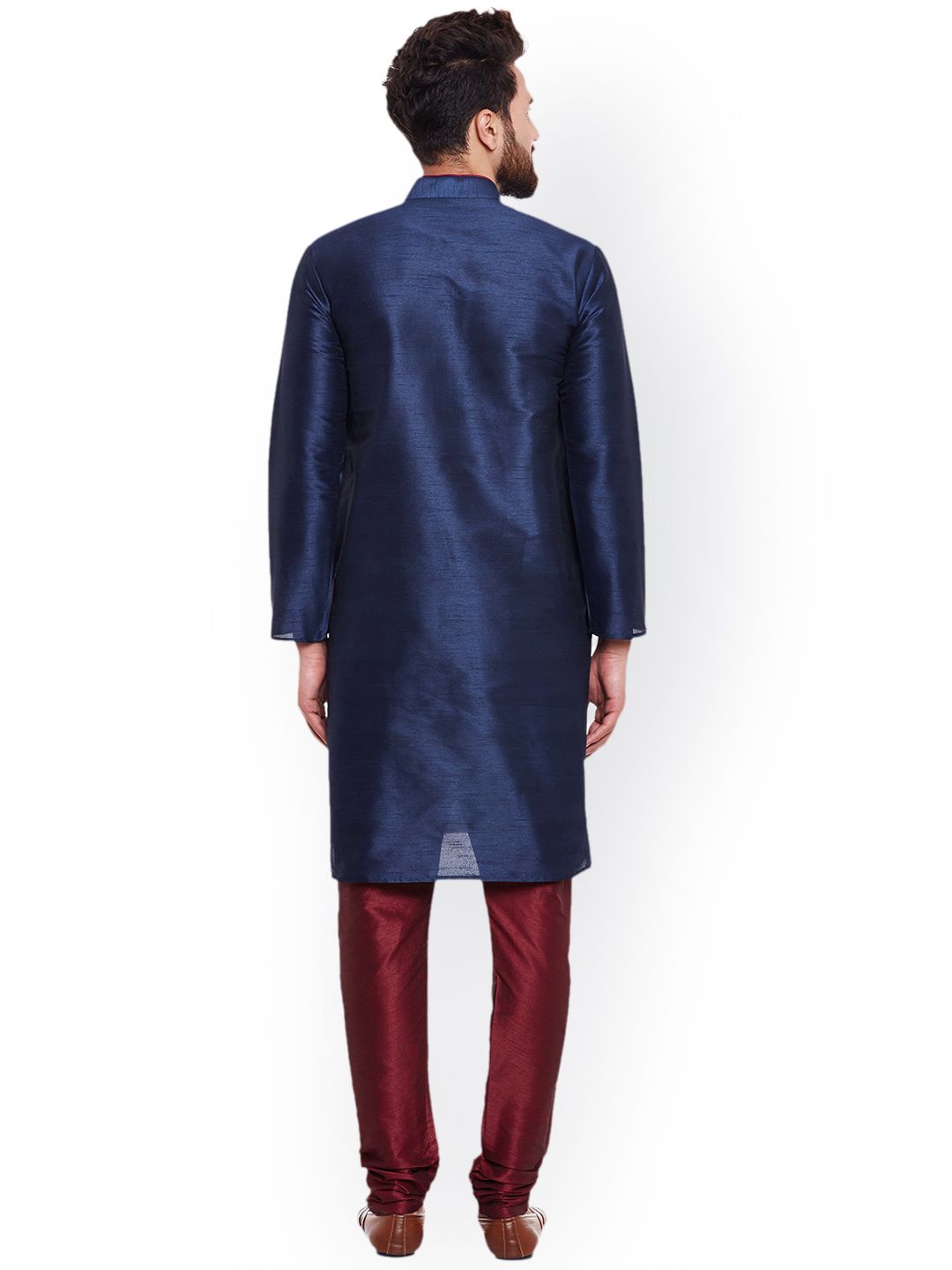 SOJANYA Men Navy Blue Solid Straight Kurta