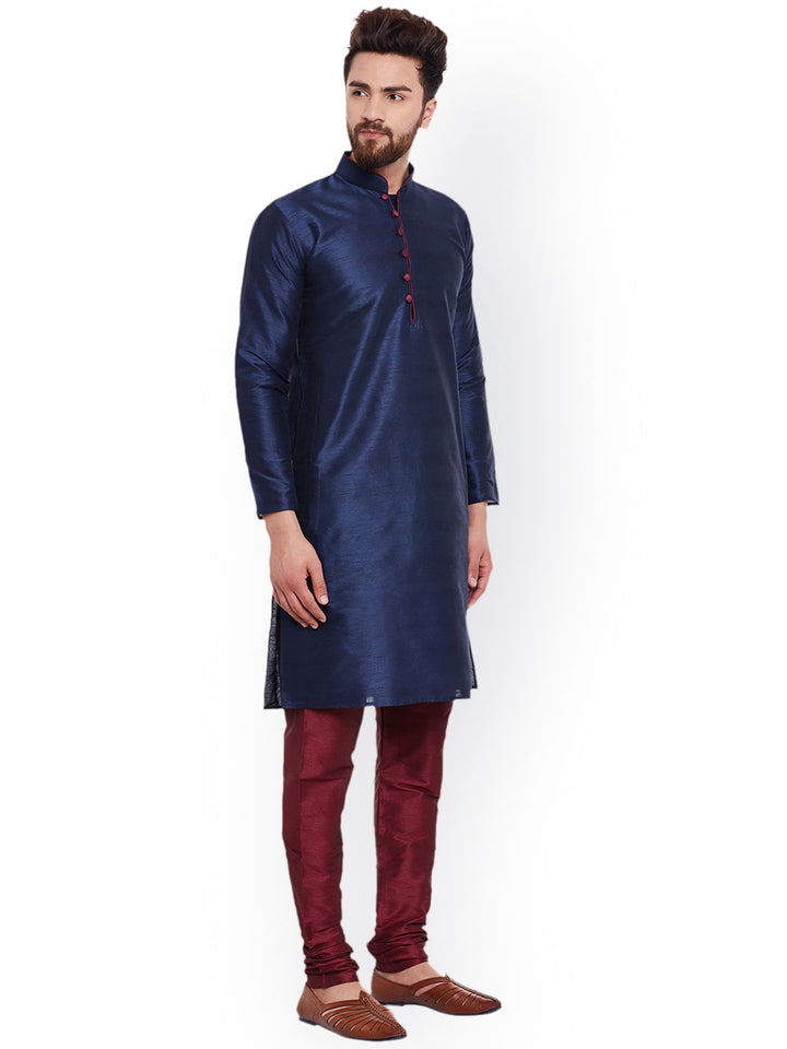 SOJANYA Lelaki Navy Blue Solid Kurta Lurus