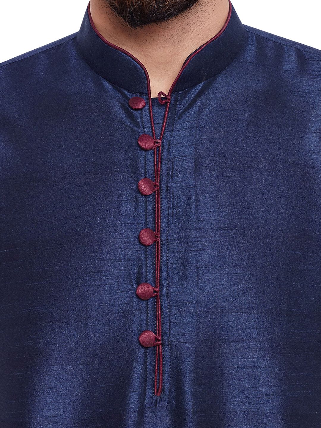 SOJANYA Lelaki Navy Blue Solid Kurta Lurus