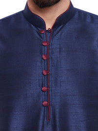 SOJANYA Men Navy Blue Solid Straight Kurta