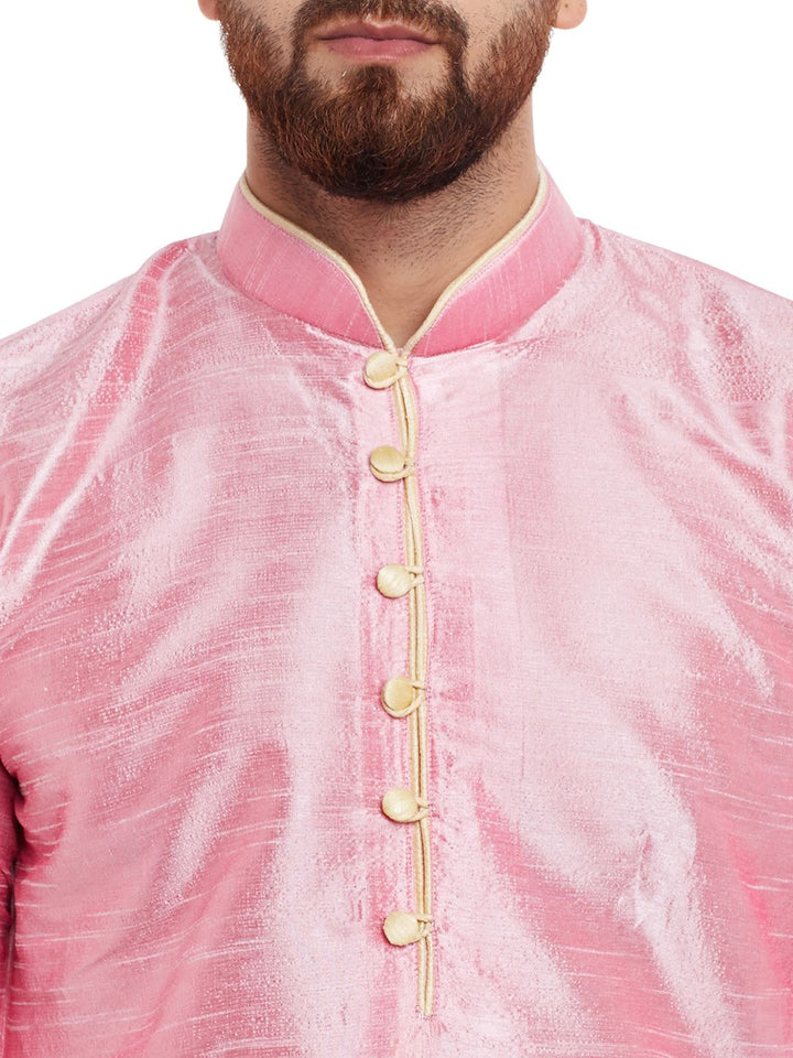 SOJANYA Men Pink Solid Kurta Lurus