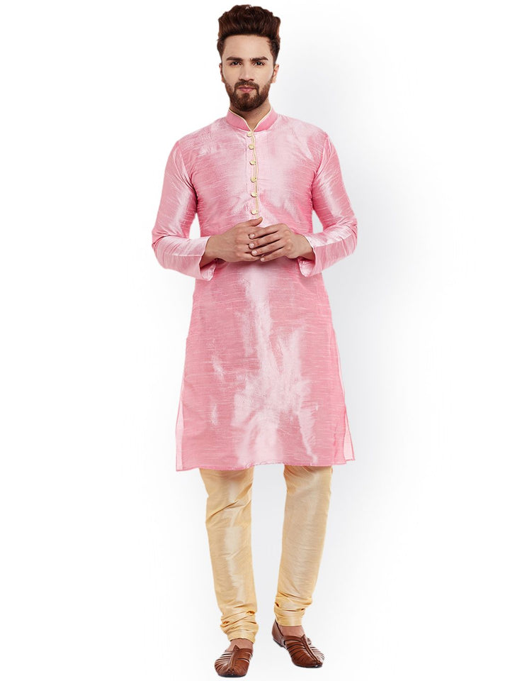 SOJANYA Men Pink Solid Kurta Lurus