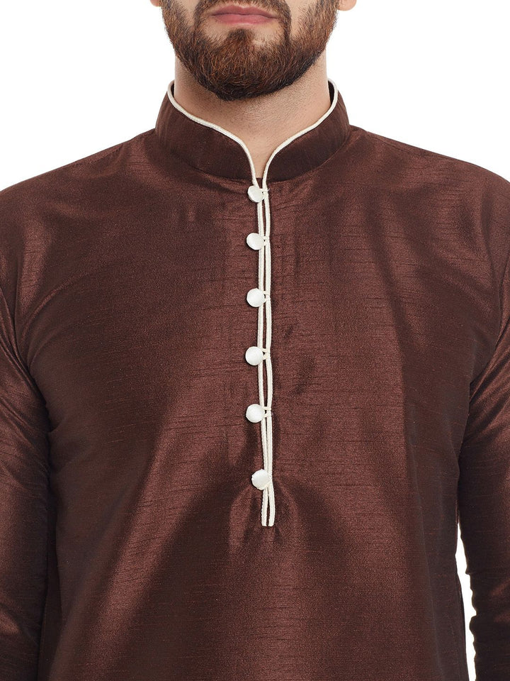 SOJANYA Lelaki Brown Solid Kurta Lurus