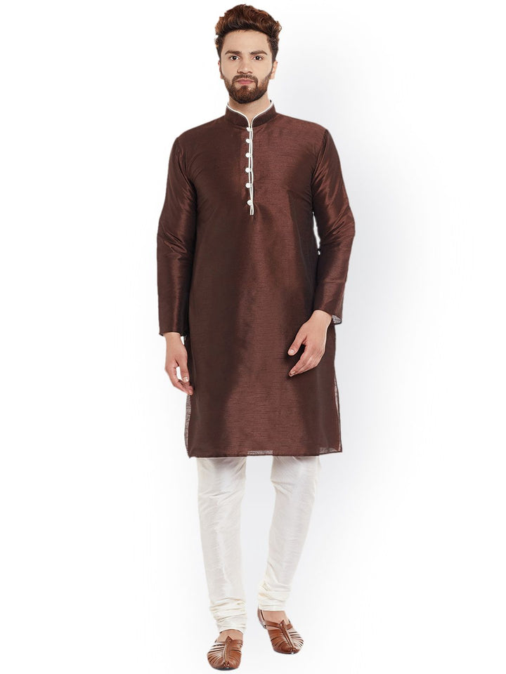 SOJANYA Lelaki Brown Solid Kurta Lurus