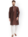 SOJANYA Lelaki Brown Solid Kurta Lurus