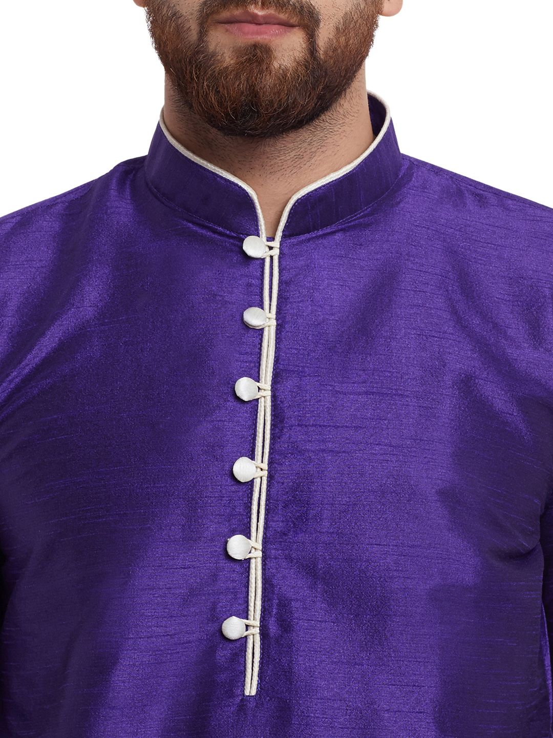 SOJANYA Lelaki Ungu Solid Kurta Lurus