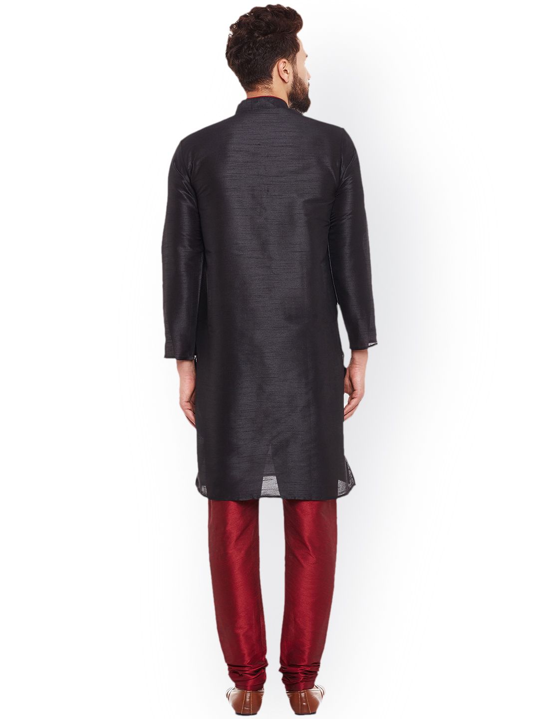 SOJANYA Men Black Solid Straight Kurta