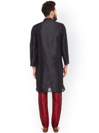SOJANYA Men Black Solid Straight Kurta