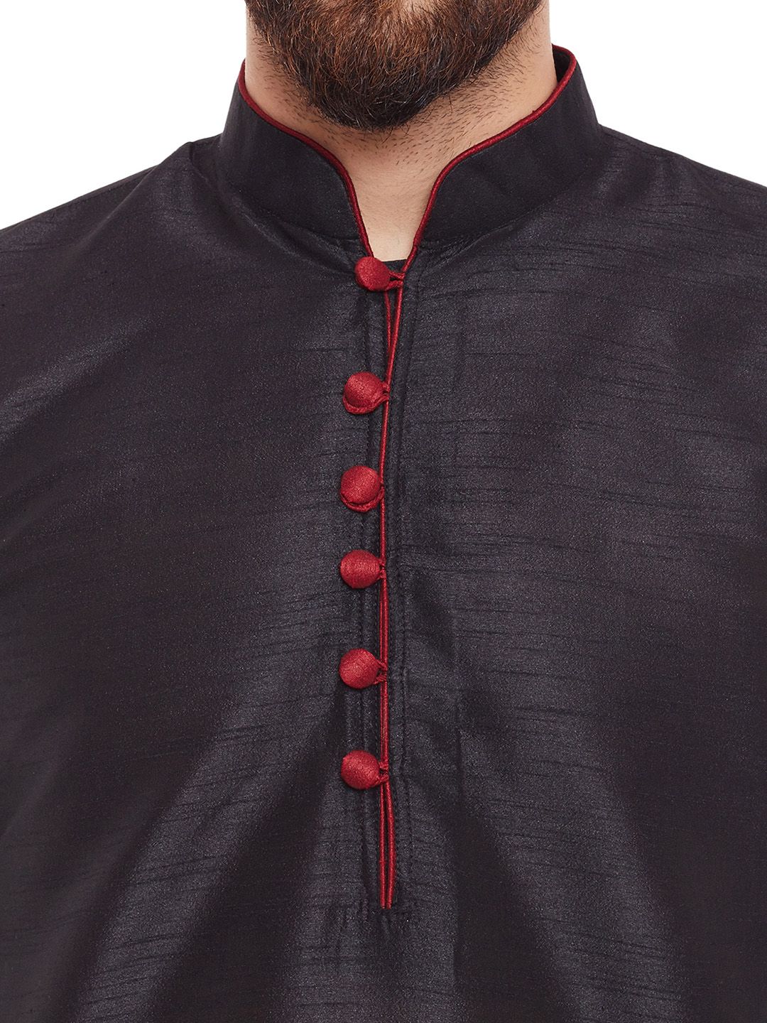 SOJANYA Men Black Solid Straight Kurta