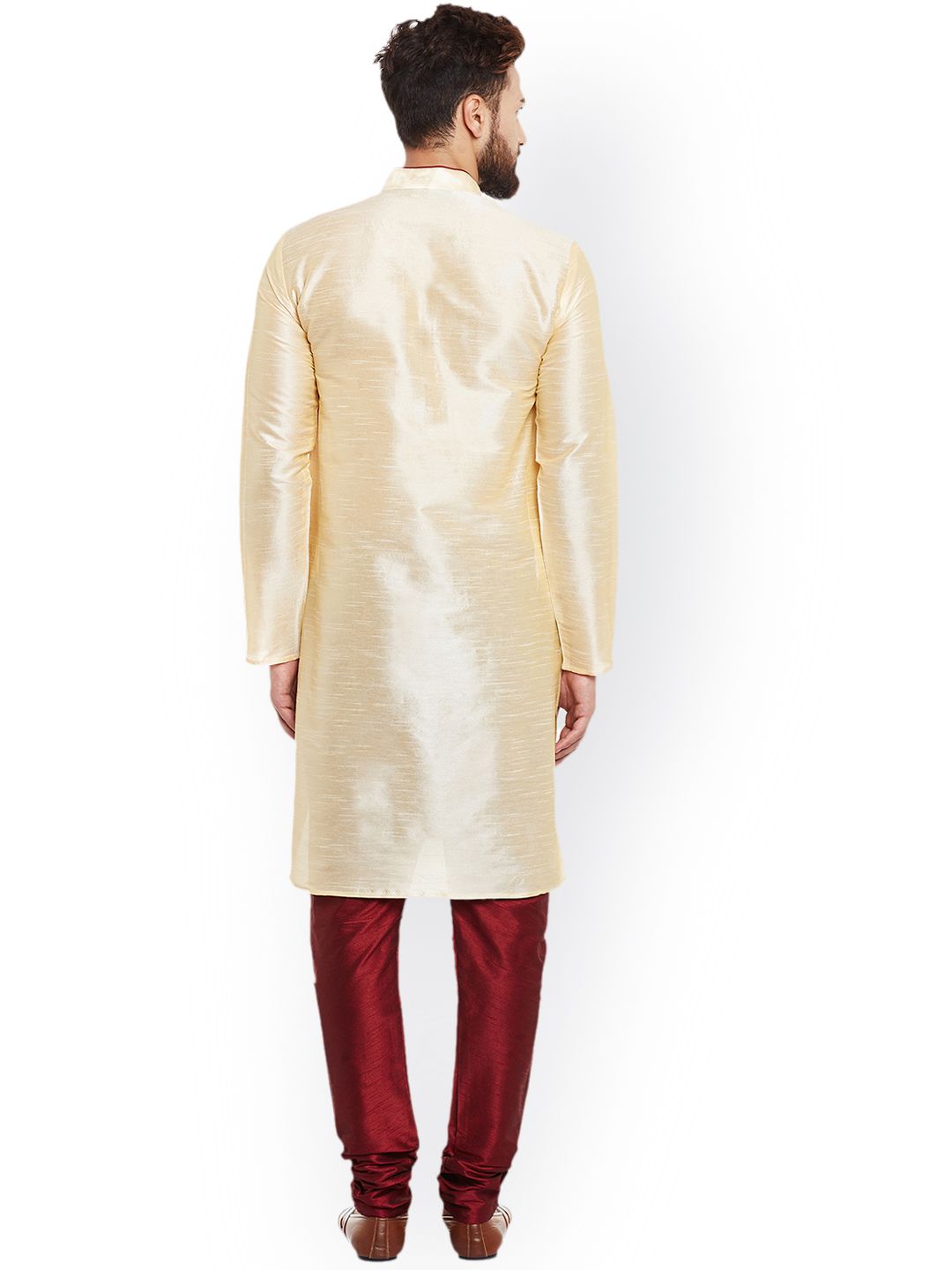 SOJANYA Kurta Lurus Pepejal Berwarna Emas Lelaki