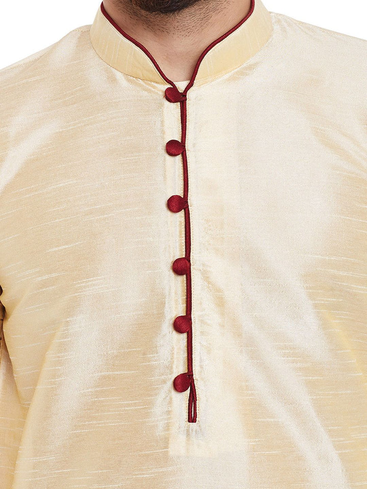 SOJANYA Kurta Lurus Pepejal Berwarna Emas Lelaki