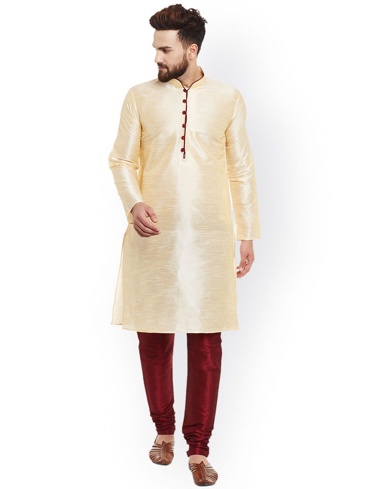 SOJANYA Kurta Lurus Pepejal Berwarna Emas Lelaki
