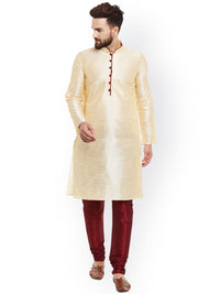 SOJANYA Kurta Lurus Pepejal Berwarna Emas Lelaki