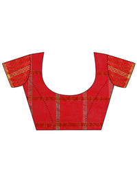 Saree mall Red Art Silk Checked Bhagalpuri Saree