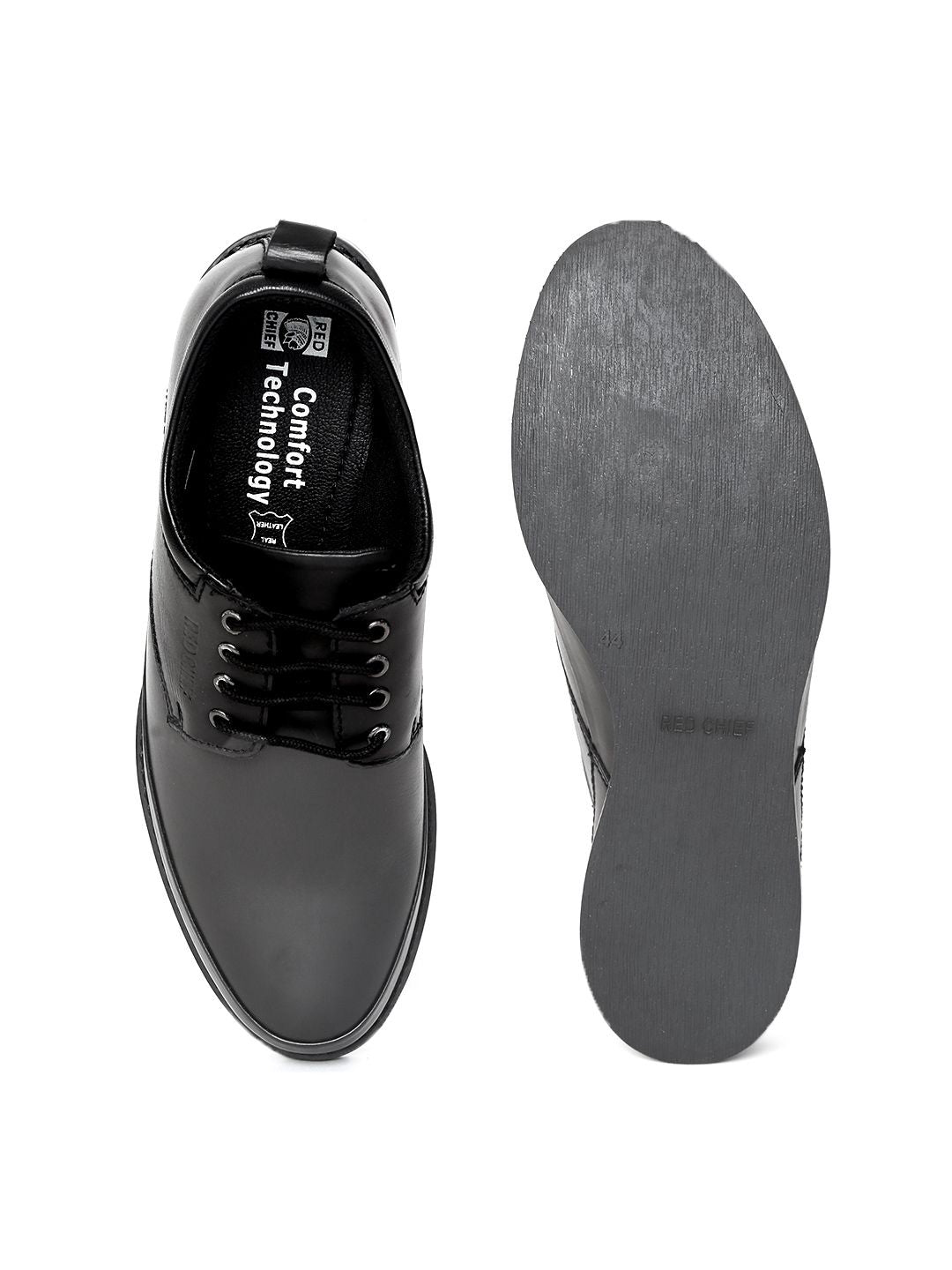 Red Chief Men Black Real Leather Semiformal Derbys
