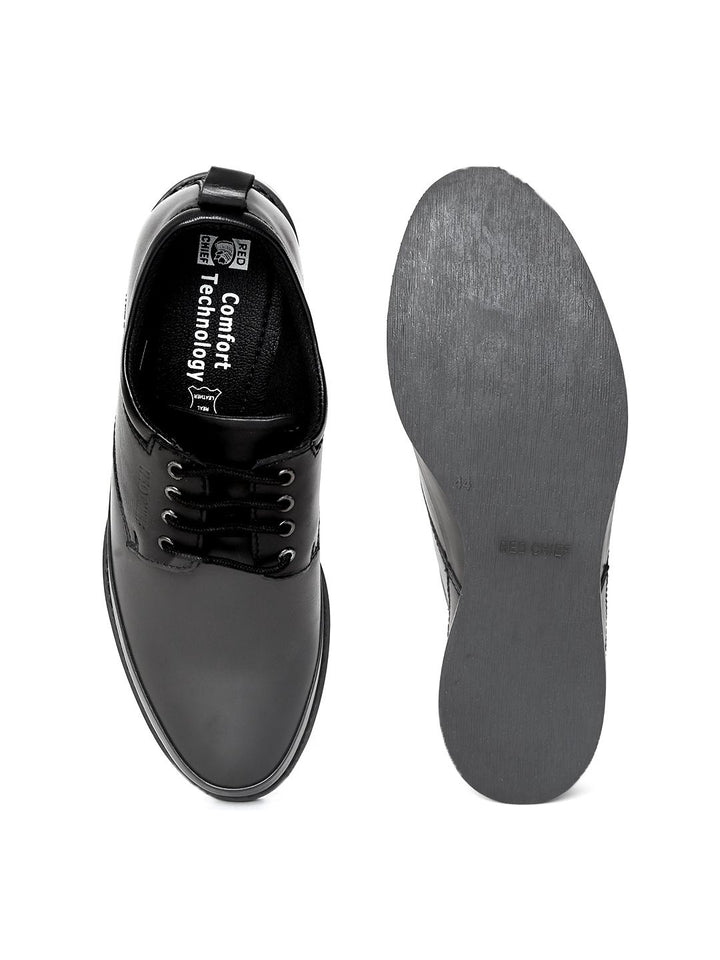 Red Chief Men Black Real Leather Semiformal Derbys