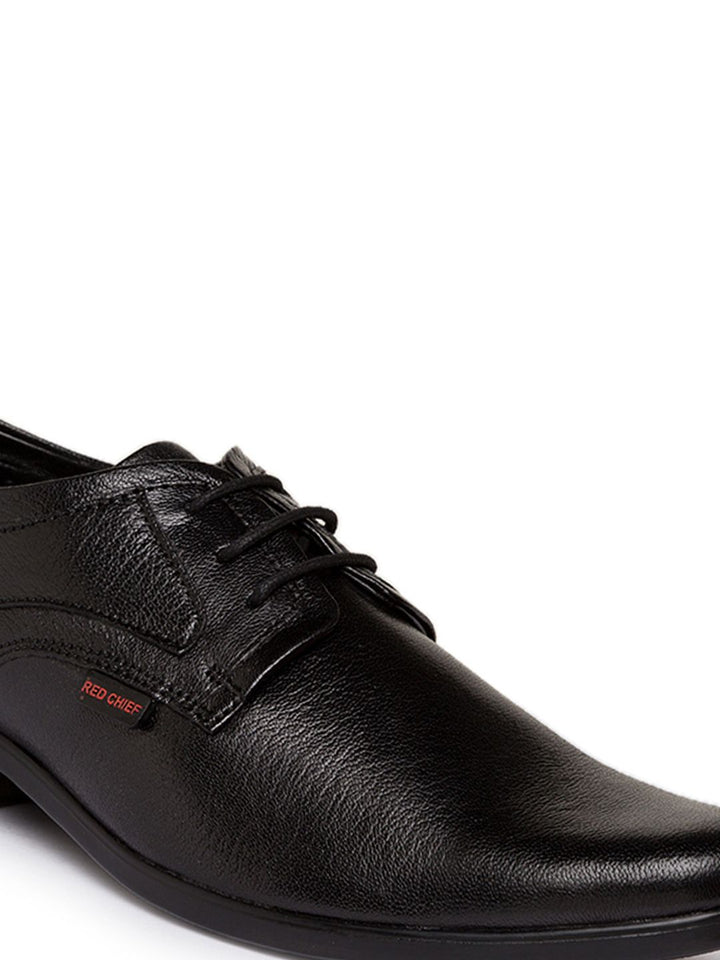 Red Chief Men Black Leather Derbys