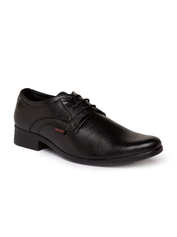 Red Chief Men Black Leather Derbys