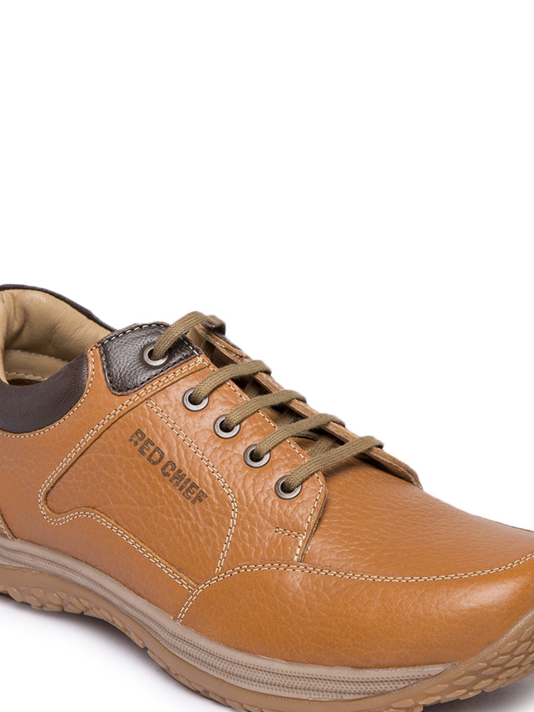 Red Chief Men Tan Solid Leather Derbys