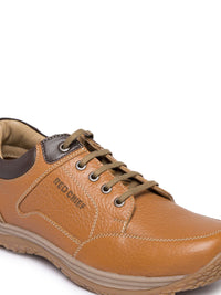 Red Chief Men Tan Solid Leather Derbys