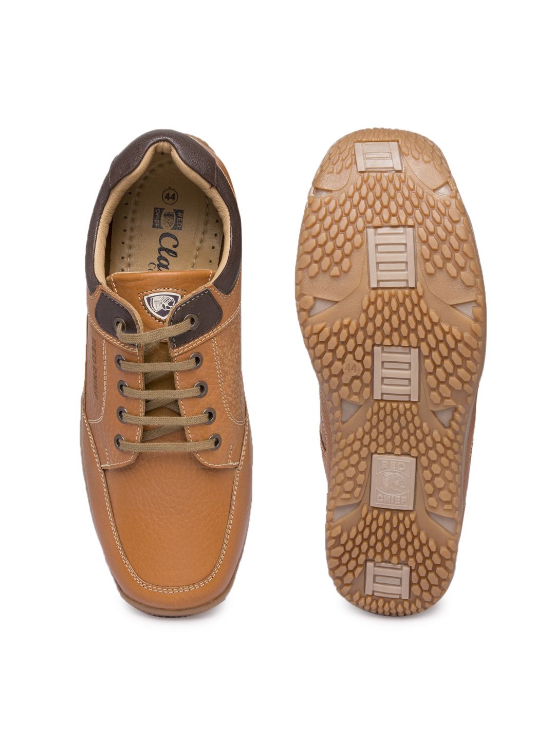 Red Chief Men Tan Solid Leather Derbys