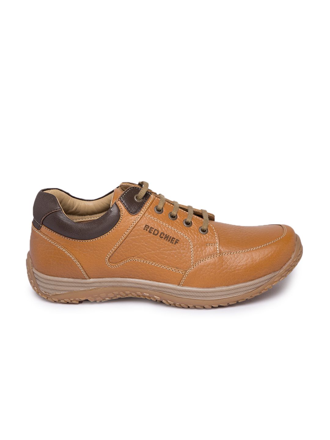 Red Chief Men Tan Solid Leather Derbys