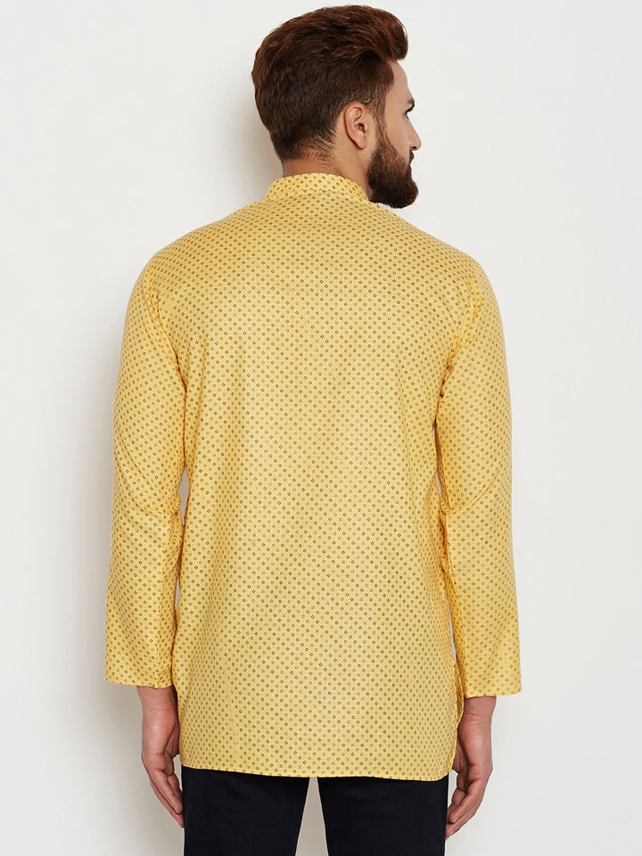 SOJANYA Lelaki Yellow Printed Straight Kurta