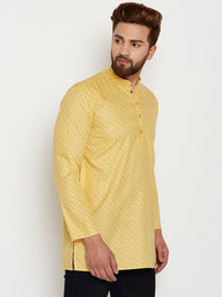 SOJANYA Lelaki Yellow Printed Straight Kurta