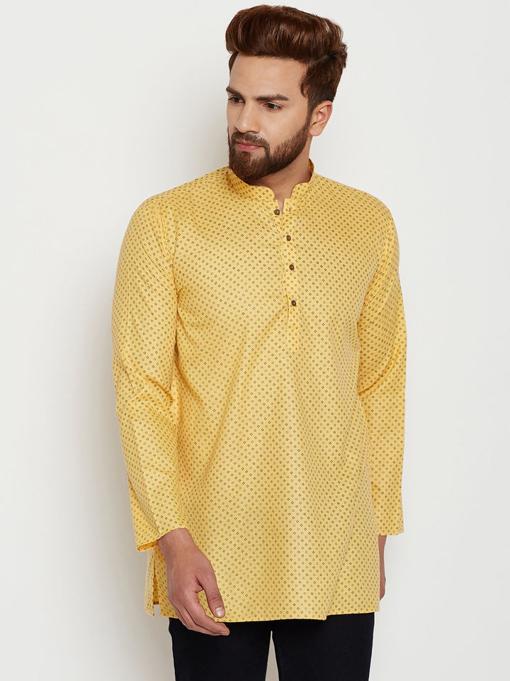 SOJANYA Lelaki Yellow Printed Straight Kurta