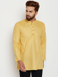 SOJANYA Lelaki Yellow Printed Straight Kurta