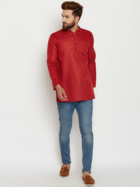 SOJANYA Men Maroon Printed Straight Kurta