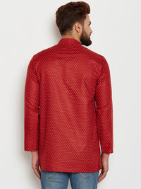 SOJANYA Men Maroon Printed Straight Kurta