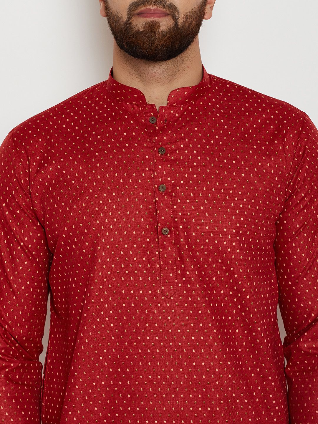 SOJANYA Men Maroon Printed Straight Kurta