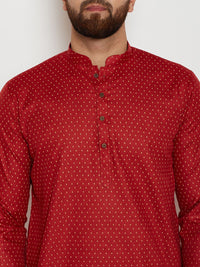 SOJANYA Men Maroon Printed Straight Kurta