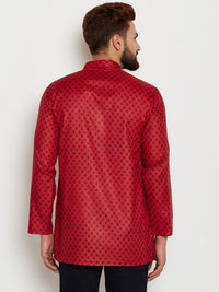 SOJANYA Kurta Lurus Bercetak Merah Lelaki