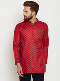SOJANYA Kurta Lurus Bercetak Merah Lelaki