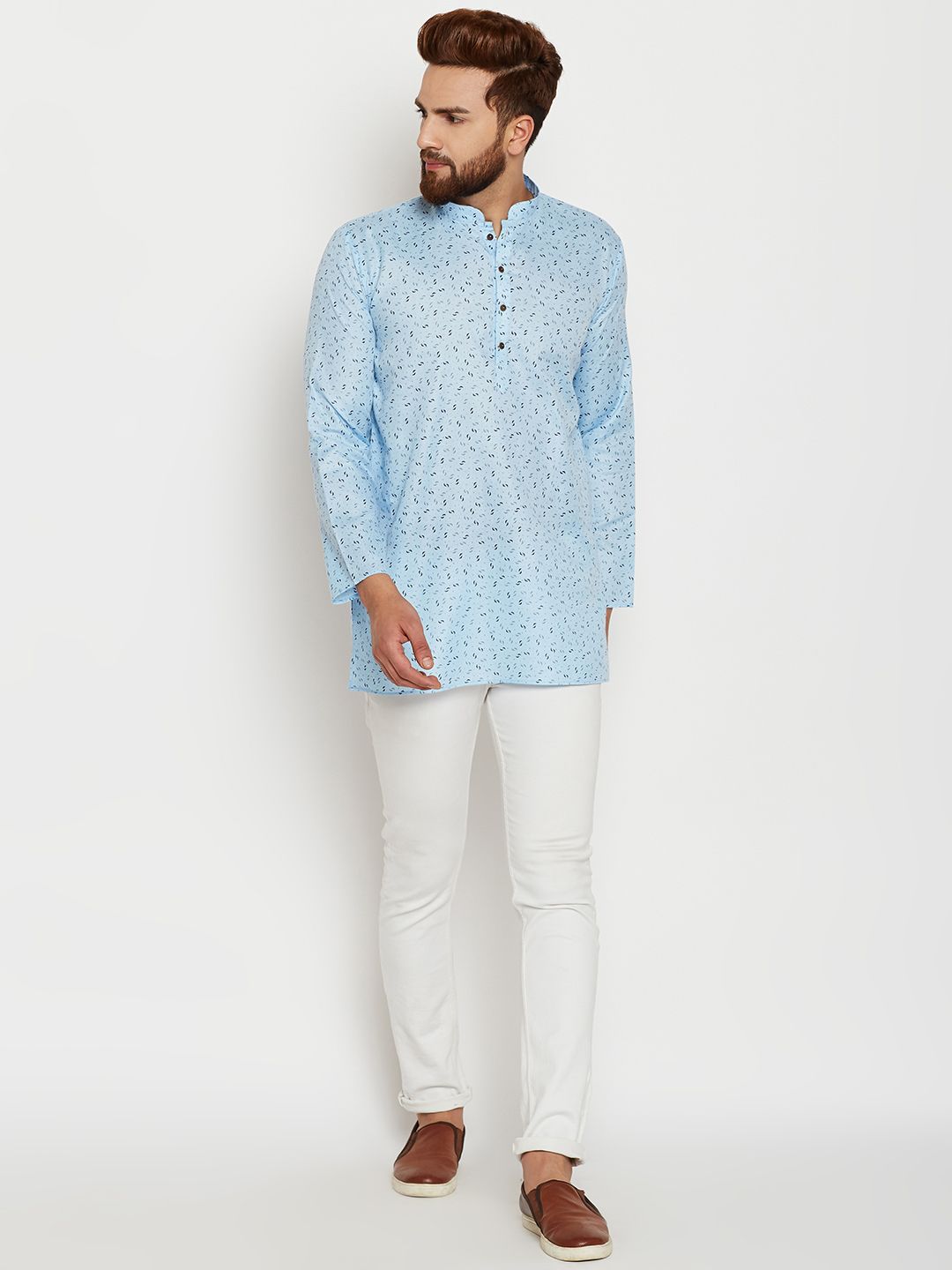 SOJANYA Lelaki Blue Printed Straight Kurta