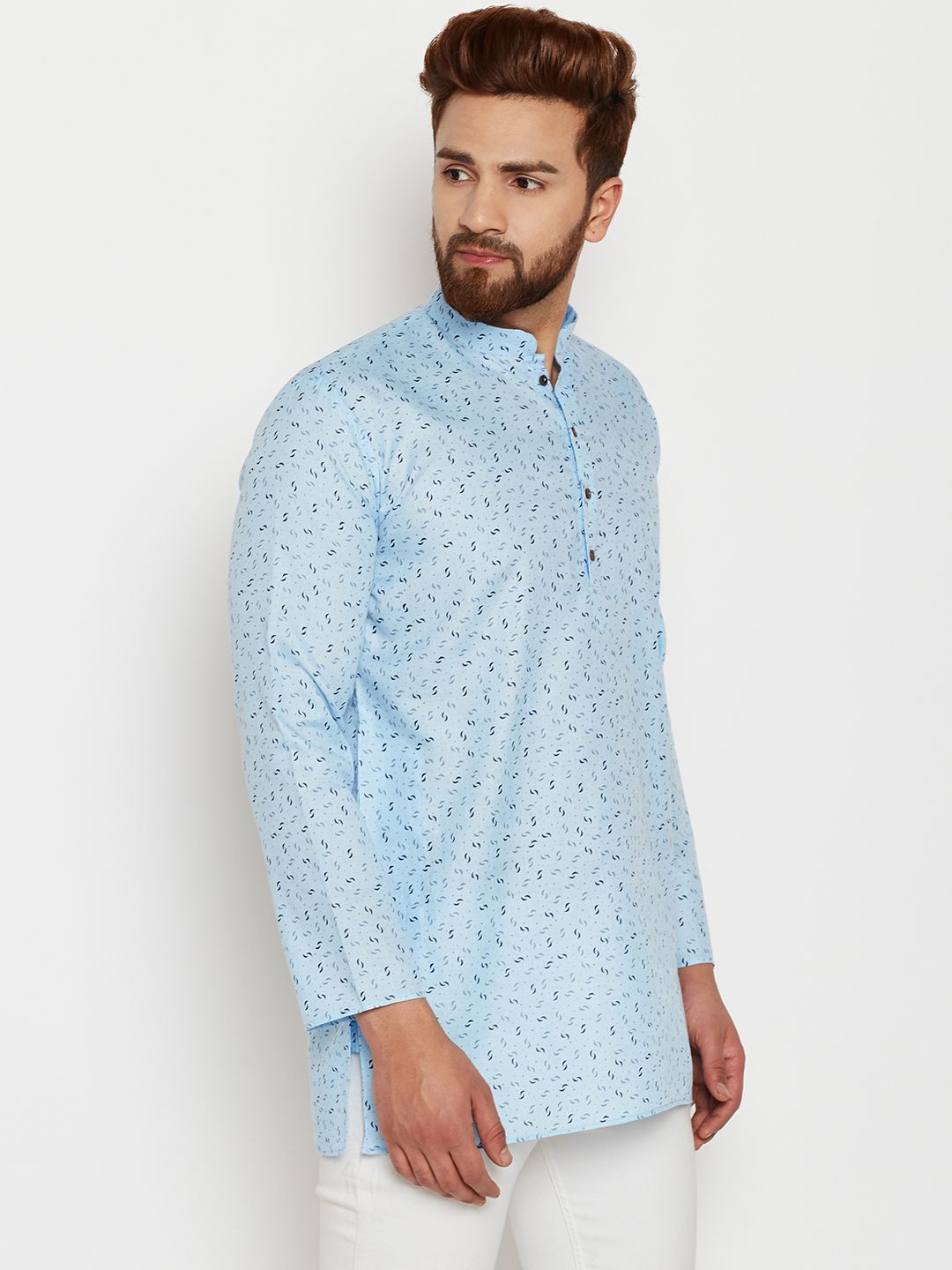 SOJANYA Lelaki Blue Printed Straight Kurta