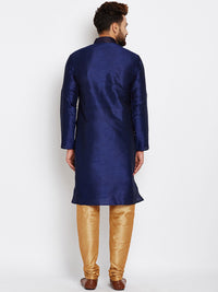 SOJANYA Lelaki Navy Blue Solid Kurta Lurus