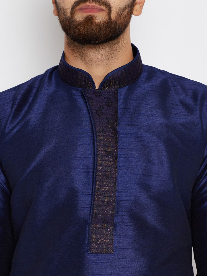 SOJANYA Lelaki Navy Blue Solid Kurta Lurus