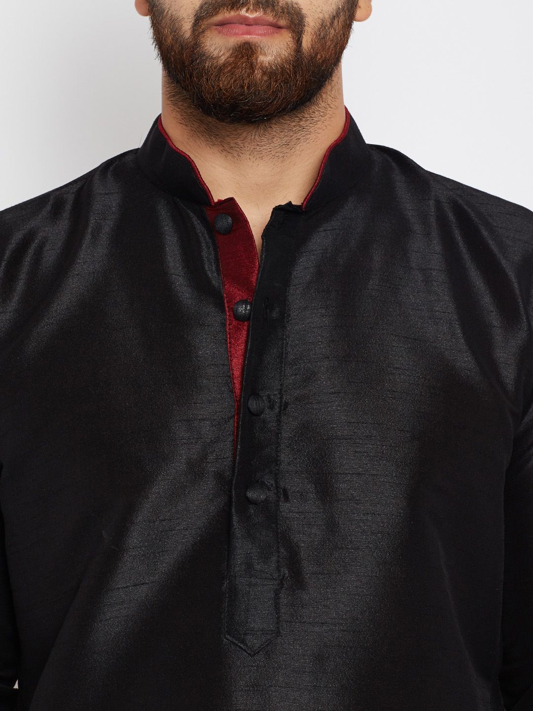 SOJANYA Men Black Solid Straight Kurta