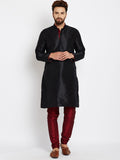 SOJANYA Men Black Solid Straight Kurta