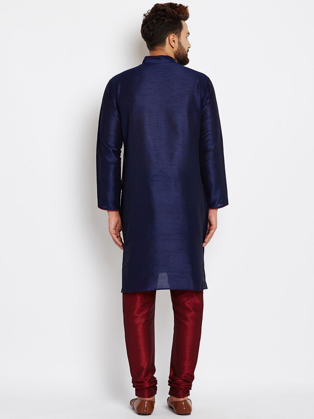 SOJANYA Men Blue Solid Straight Kurta