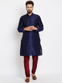 SOJANYA Men Blue Solid Straight Kurta